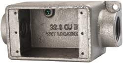 Thomas & Betts - 1 Gang, (2) 1" Knockouts, Iron Rectangle Device Box - 2-3/4" Overall Width - Apex Tool & Supply