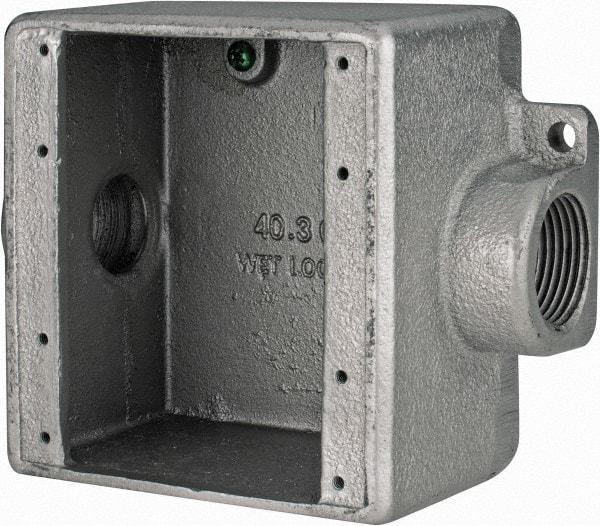 Thomas & Betts - 2 Gang, (2) 1" Knockouts, Iron Rectangle Device Box - Zinc Plated - Apex Tool & Supply