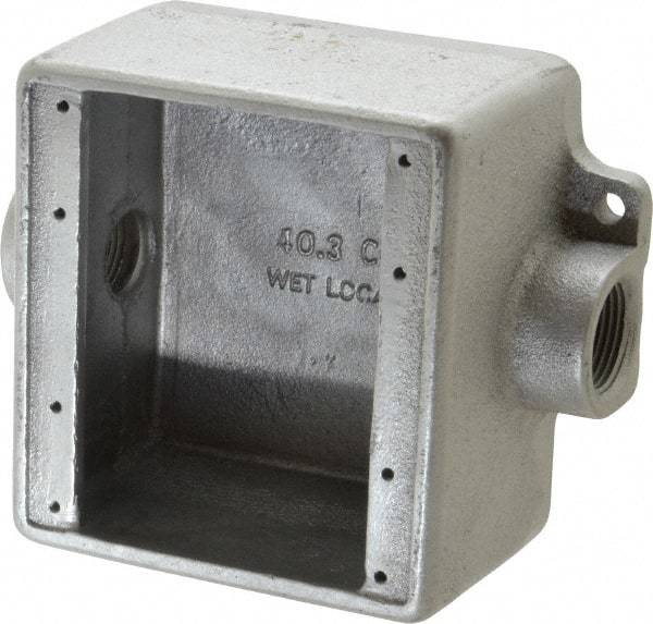 Thomas & Betts - 2 Gang, (2) 3/4" Knockouts, Iron Rectangle Device Box - Zinc Plated - Apex Tool & Supply