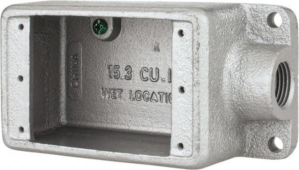 Thomas & Betts - 1 Gang, (1) 1/2" Knockout, Iron Rectangle Device Box - 2-3/4" Overall Width x 2" Overall Depth - Apex Tool & Supply
