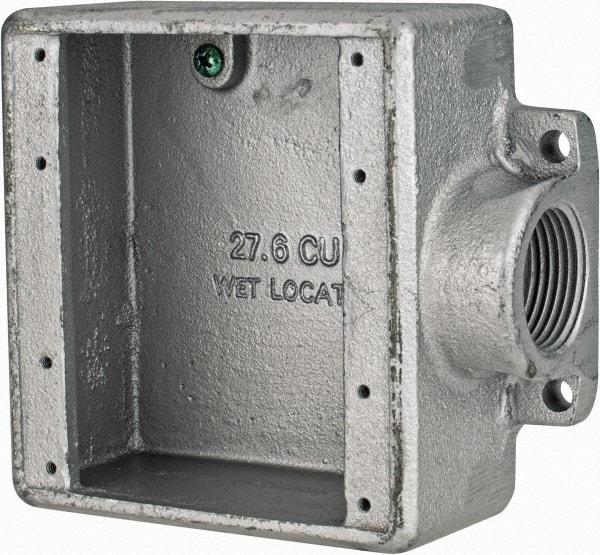Thomas & Betts - 2 Gang, (1) 1" Knockout, Iron Rectangle Device Box - 2-3/4" Overall Width x 2" Overall Depth - Apex Tool & Supply