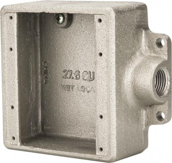 Thomas & Betts - 2 Gang, (1) 1/2" Knockout, Iron Rectangle Device Box - 2-3/4" Overall Width x 2" Overall Depth - Apex Tool & Supply