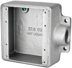 Thomas & Betts - 2 Gang, (1) 3/4" Knockout, Iron Rectangle Device Box - 2-3/4" Overall Width x 2" Overall Depth - Apex Tool & Supply