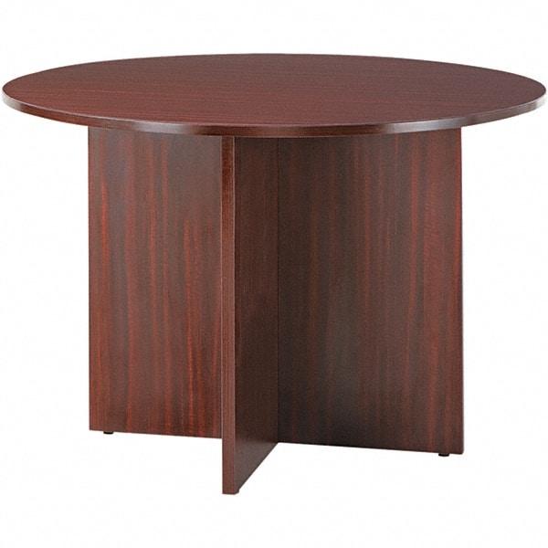 ALERA - 29-1/2" High Stationary Conference Table - 1" Thick, Mahogany (Color), Wood Grain Laminate - Apex Tool & Supply
