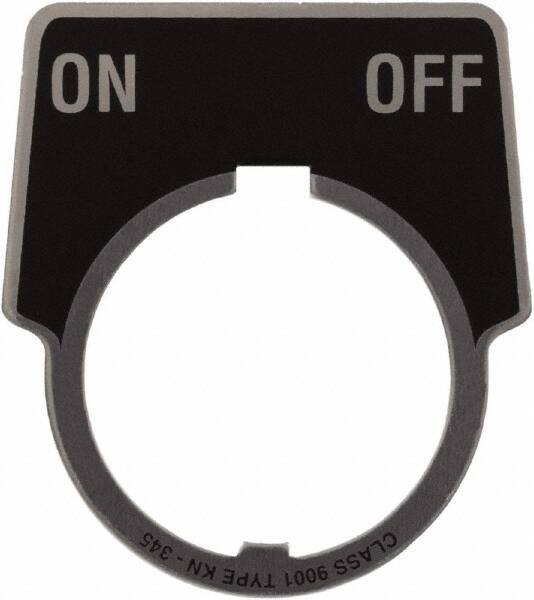 Schneider Electric - Aluminum Legend Plate - On-Off - Black Background, 30mm Hole Diameter, 1-3/4 Inch Wide - Apex Tool & Supply