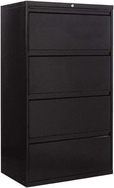 ALERA - 30" Wide x 53-1/4" High x 19-1/4" Deep, 4 Drawer Lateral File - Steel, Black - Apex Tool & Supply