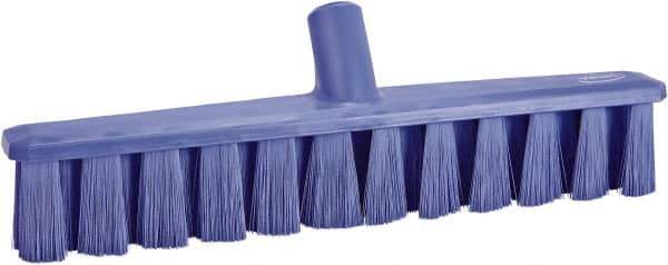 Vikan - 15.25" Combo Duty Polyester Push Broom - 1-7/8" Bristle Length, Plastic Block, European Threaded Handle Connection, Handle Sold Separately - Apex Tool & Supply