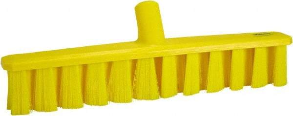 Vikan - 15.25" Combo Duty Polyester Push Broom - 1-7/8" Bristle Length, Plastic Block, European Threaded Handle Connection, Handle Sold Separately - Apex Tool & Supply