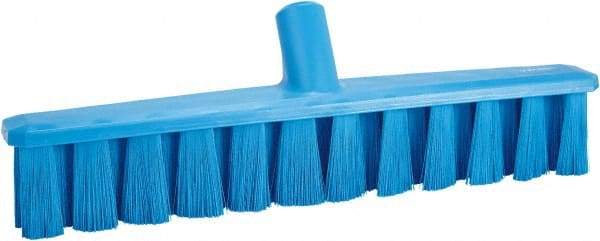 Vikan - 15.25" Combo Duty Polyester Push Broom - 1-7/8" Bristle Length, Plastic Block, European Threaded Handle Connection, Handle Sold Separately - Apex Tool & Supply
