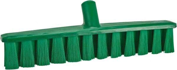 Vikan - 15.25" Combo Duty Polyester Push Broom - 1-7/8" Bristle Length, Plastic Block, European Threaded Handle Connection, Handle Sold Separately - Apex Tool & Supply