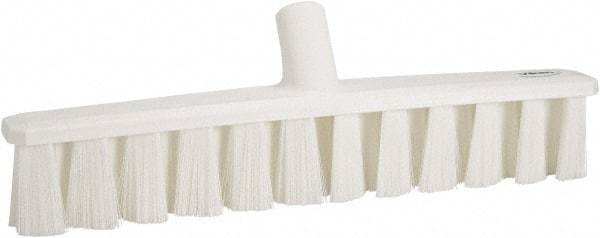 Vikan - 15.25" Fine Particle Polyester Push Broom - 1-7/8" Bristle Length, Plastic Block, European Threaded Handle Connection, Handle Sold Separately - Apex Tool & Supply