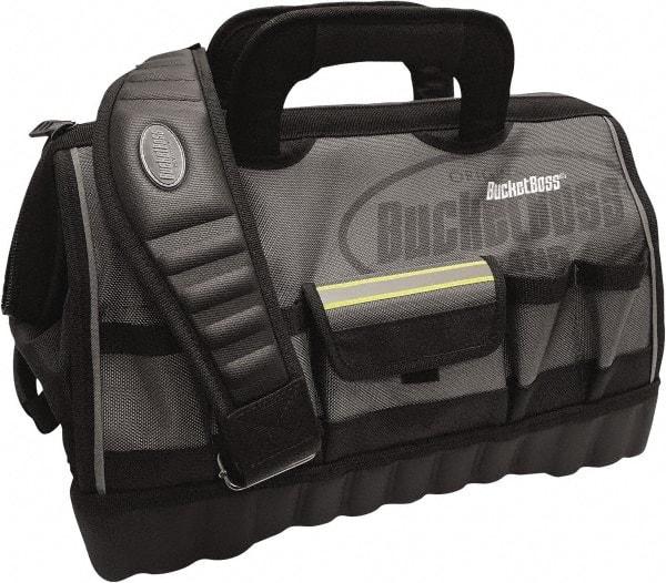 Bucket Boss - 14 Pocket Gray & Black Polyester Tool Bag - 18" Wide x 11" Deep x 13" High - Apex Tool & Supply