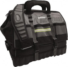 Bucket Boss - 18 Pocket Gray & Black Polyester Tool Bag - 18" Wide x 11" Deep x 16" High - Apex Tool & Supply