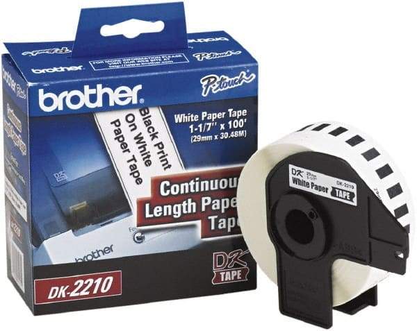 Brother - 1.1" Wide x 1,200" Long, White Paper Label Tape - For PC Label Printers - Apex Tool & Supply
