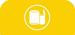 Rubbermaid - Trash Can Decal Message: Cans - English, Text on Color, Yellow, Indoor & Outdoor, Apply to Metal, 1-25/32" Wide x 8-1/2" High - Apex Tool & Supply