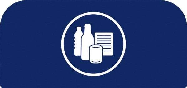 Rubbermaid - Trash Can Decal Message: Mixed Recycling - English, Text on Color, Blue, Indoor & Outdoor, Apply to Metal, 1-25/32" Wide x 8-1/2" High - Apex Tool & Supply