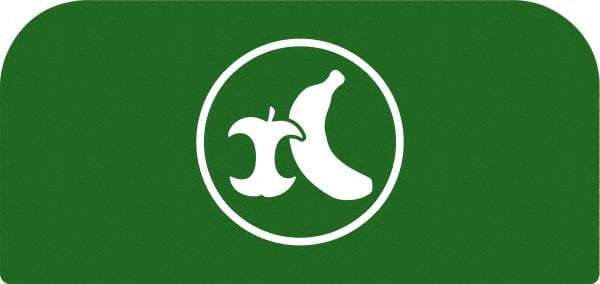 Rubbermaid - Trash Can Decal Message: Organic Waste - English, Text on Color, Green, Indoor & Outdoor, Apply to Metal, 1-25/32" Wide x 8-1/2" High - Apex Tool & Supply