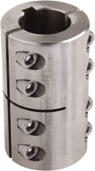 Climax Metal Products - 1-1/2" Inside x 2-5/8" Outside Diam, Two Piece Rigid Coupling with Keyway - 3-7/8" Long x 3/8" Keyway Width x 3/16" Keyway Depth - Apex Tool & Supply