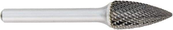 OSG - 6mm Cut Diam, 6mm Shank Diam, Cone Head Burr - Carbide, 12mm LOC, 50mm OAL - Apex Tool & Supply