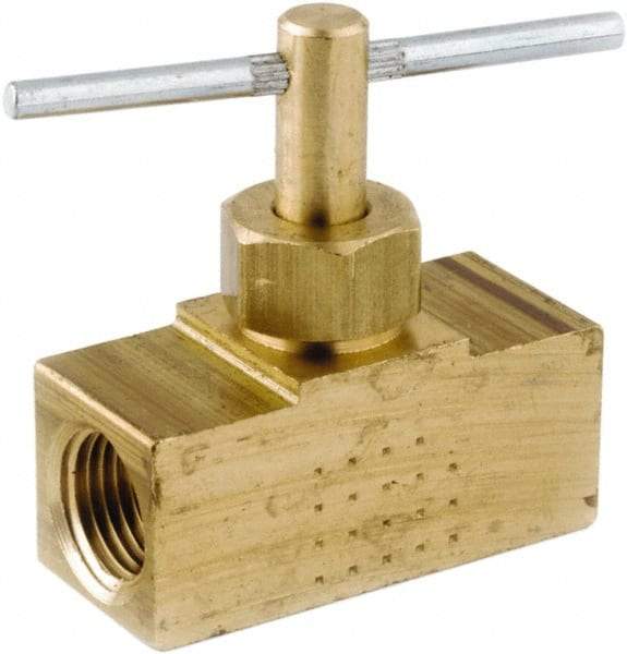 ANDERSON METALS - 1/8" Pipe, Inline Metal Seat Needle Valve - Brass Seal, Female x Female Ends, Lead Free Brass Valve, 150 Max psi - Apex Tool & Supply