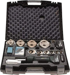 Greenlee - 19 Piece, 0.88 to 4.5445" Punch Hole Diam, Hydraulic Knockout Set - Round Punch, 10 Gage Stainless Steel, 10 Gage Mild Steel - Apex Tool & Supply