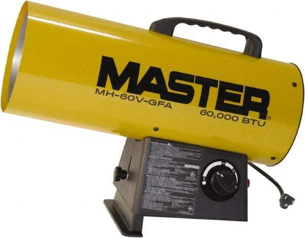 Master - 40,000 to 60,000 BTU Rating, Propane Forced Air Heater - 1,500 Sq Ft Max Heating Area, 20 Lb Capacity, Fuel with Propane - Apex Tool & Supply