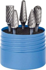 SGS Pro - 5 Piece, 1/4" Shank Burr Set - Tungsten Carbide, Multiple Head Shape - Apex Tool & Supply