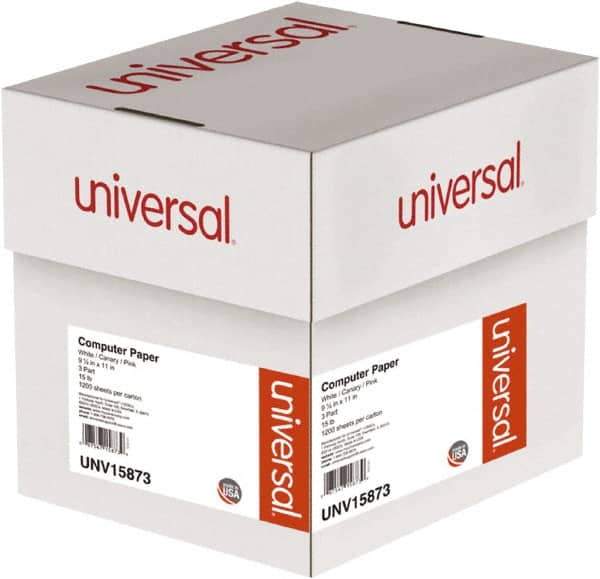 UNIVERSAL - 9-1/2" x 11" White, Canary & Pink Computer Paper - Use with Tractor-Feed Printers - Apex Tool & Supply