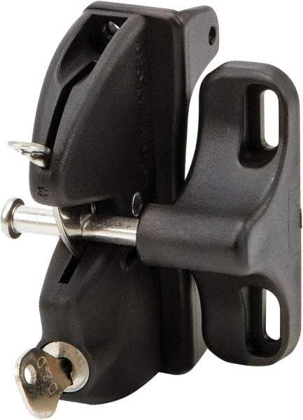 D&D Technologies - 2.830" Bar Latch Length, 3.54" High, Polymer Adjustable Gate Latch - Black Finish, 1.8" Bar Latch Projection, 7/16" Hole Diam - Apex Tool & Supply