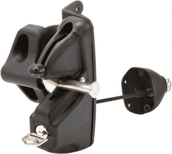 D&D Technologies - 4.410" Bar Latch Length, 2-1/4" High, Polymer Adjustable Gate Latch - Black Finish, 2.83" Bar Latch Projection, 1/2" Hole Diam - Apex Tool & Supply