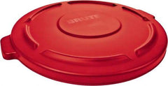 Rubbermaid - Round Lid for Use with 32 Gal Round Trash Cans - Red, Low-Density Polyethylene, For Brute Trash Cans - Apex Tool & Supply