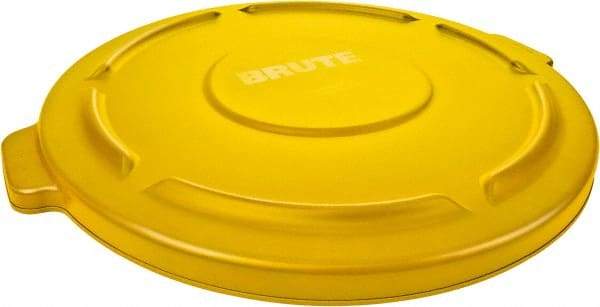 Rubbermaid - Round Lid for Use with 32 Gal Round Trash Cans - Yellow, Low-Density Polyethylene, For Brute Trash Cans - Apex Tool & Supply