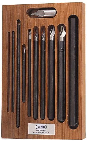 Link Industries - 11 Piece, #0 to 7, Radius Edge, High Speed Steel Combo Drill & Countersink Set - Single End - Apex Tool & Supply