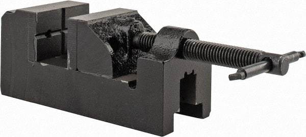 Interstate - 1-1/2" Jaw Opening Capacity x 7/8" Throat Depth, Horizontal Drill Press Vise - 1-1/2" Wide x 1" High Jaw, Stationary Base, Standard Speed, 5" OAL x 1-3/4" Overall Height, Cast Iron - Apex Tool & Supply