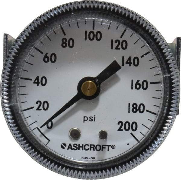 Ashcroft - 2" Dial, 1/4 Thread, 0-200 Scale Range, Pressure Gauge - Center Back Connection Mount - Apex Tool & Supply