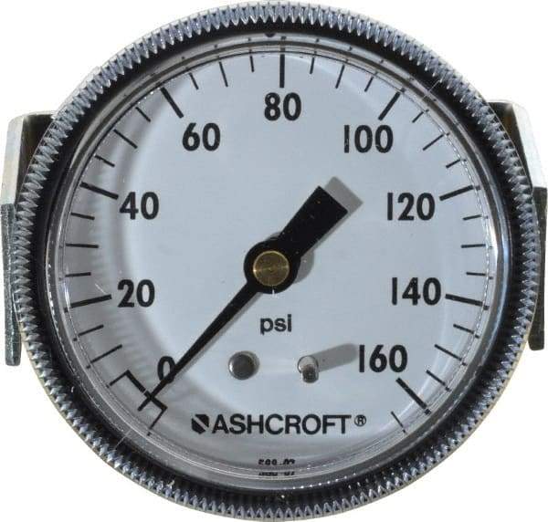 Ashcroft - 2-1/2" Dial, 1/4 Thread, 0-160 Scale Range, Pressure Gauge - Center Back Connection Mount - Apex Tool & Supply
