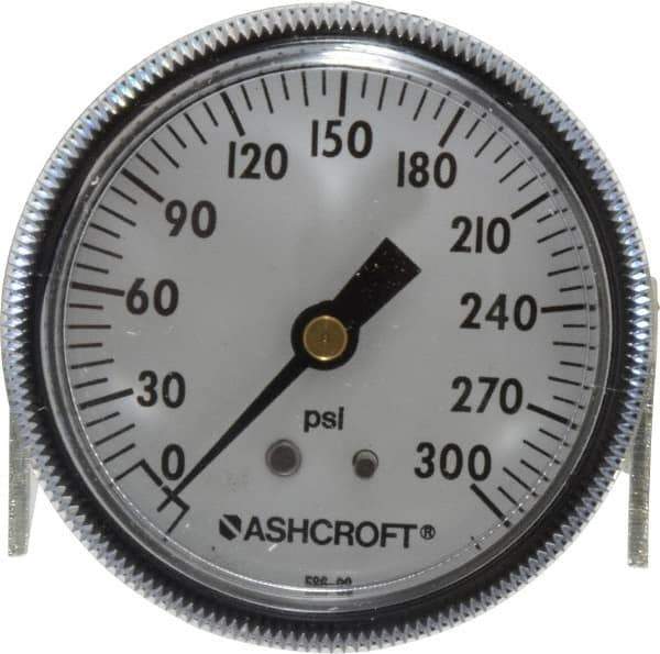 Ashcroft - 2-1/2" Dial, 1/4 Thread, 0-300 Scale Range, Pressure Gauge - Center Back Connection Mount - Apex Tool & Supply