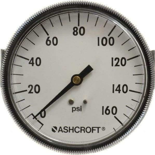 Ashcroft - 3-1/2" Dial, 1/4 Thread, 0-160 Scale Range, Pressure Gauge - Center Back Connection Mount - Apex Tool & Supply