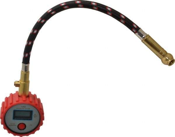 Value Collection - 0 to 100 psi Digital Tire Pressure Gauge - CR2032 Lithium Battery, 9' Hose Length, 0.5 psi Resolution - Apex Tool & Supply