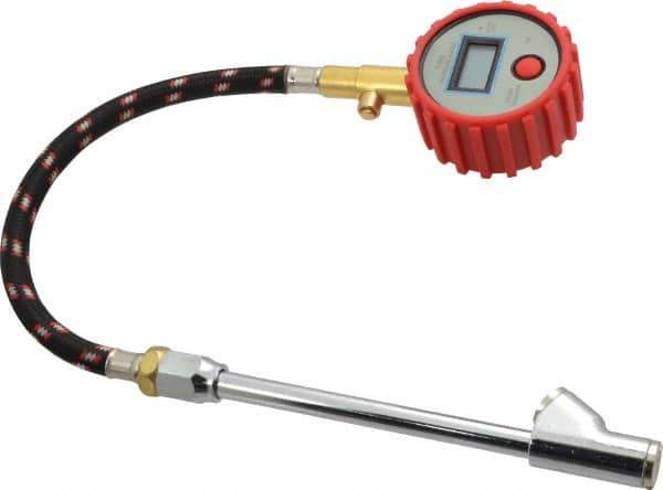 Value Collection - 0 to 100 psi Digital Tire Pressure Gauge - CR2032 Lithium Battery, 9' Hose Length, 0.5 psi Resolution - Apex Tool & Supply