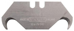 Stanley - 5 Piece High Carbon Steel Hook Blade - 1-7/8" OAL, 0.024" Blade Thickness - Apex Tool & Supply
