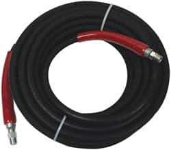 Value Collection - 100' Long, 3/8" Fitting, Male Rigid x Male Swivel Fitting, -40 to 310°F, Synthetic Rubber High Temp & High Pressure Hose - 3/8" Inside x 3/4" Outside Diam, Black, 5,800 psi - Apex Tool & Supply