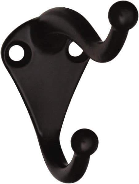 National Mfg. - 1" Wide x 2" High x 0.11" Thick, Double Coat & Hat Hook - 2-3/4" Projection, Oil Rubbed Bronze - Apex Tool & Supply