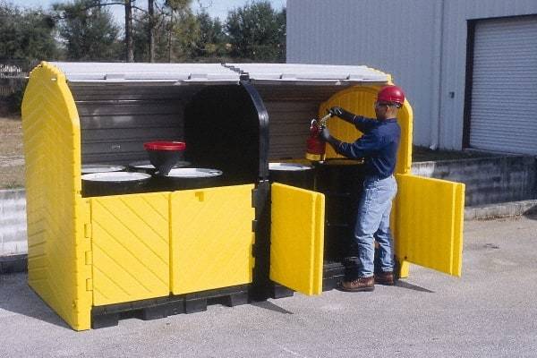 UltraTech - 75 Gal Sump, 9,000 Lb Capacity, 8 Drum, Polyethylene Spill Deck or Pallet - 68" Long x 64" Wide x 88" High, Liftable Fork, Drain Included, Low Profile, 2 x 2 Drum Configuration - Apex Tool & Supply