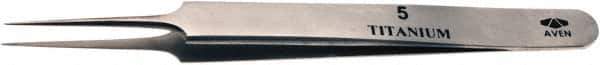 Aven - 4-1/4" OAL 5 Precision Tweezers - Tapered Shanks with Beveled Edges, Honed, Sharp Points - Apex Tool & Supply
