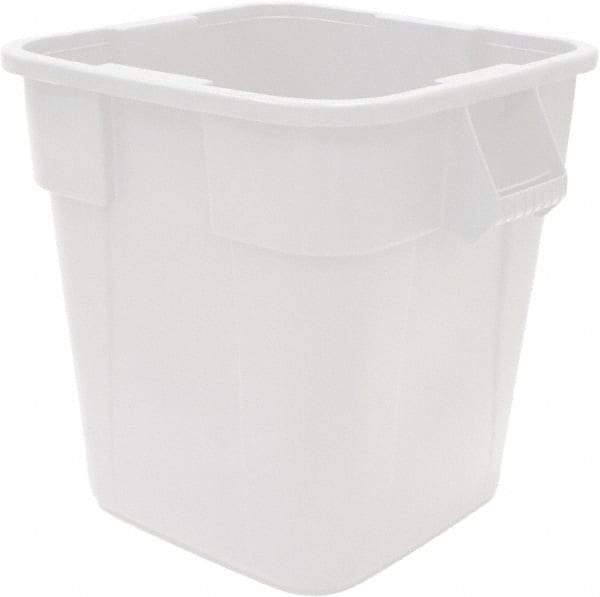 Rubbermaid - 40 Gal White Square Trash Can - Polyethylene, 730mm High x 596.9mm Long x 596.9mm Wide - Apex Tool & Supply