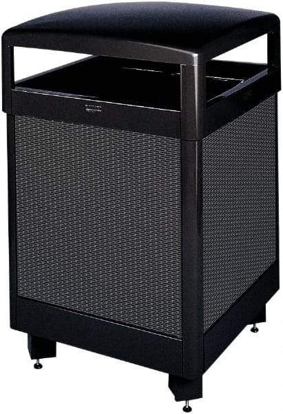 Rubbermaid - 48 Gal Black Square Decorative Waste Receptacle With Top - Steel, 40" High x 660.4mm Long x 26" Wide - Apex Tool & Supply