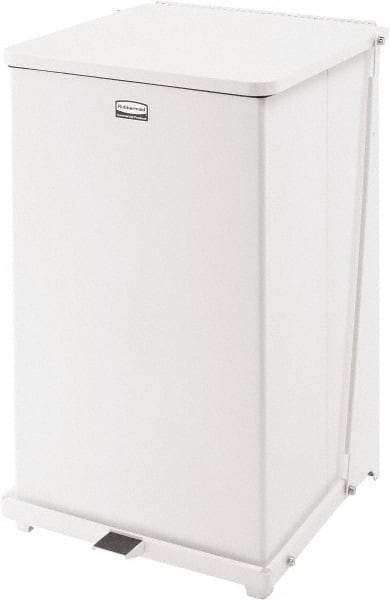 Rubbermaid - 40 Gal Square Unlabeled Trash Can - 30" High x 19" Long x 19" Wide, White, Steel - Apex Tool & Supply