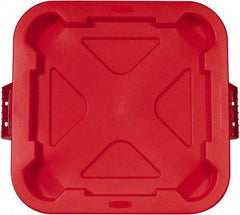 Rubbermaid - Square Lid for Use with 28 Gal Square Trash Cans - Red, Polyethylene, For Brute Trash Cans - Apex Tool & Supply
