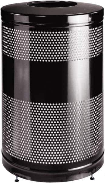 Rubbermaid - 51 Gal Black Round Decorative Waste Receptacle With Top - Steel, 902mm High - Apex Tool & Supply